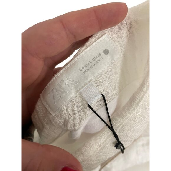 Zara Womens Skirt Large White Linen Lined Asymmetric Midi A-Line 2548/104 NWT - Picture 5 of 14